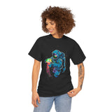 Galactic Dream Astronaut Neon Art Unisex Heavy Cotton Tee Bold Cosmic Streetwear Graphic T Shirt Vibrant Space Design Comfortable Classic Fit Everyday Wear Perfect Gift for Sci Fi Lovers and Creative Minds