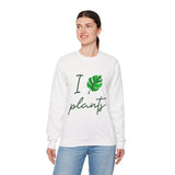 I Love Plants Crewneck Sweatshirt Unisex Heavy Blend Botanical Leaf Eco Friendly Gardening Nature Lover Sustainable Green Living Gift Pullover