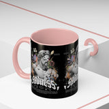 Sadness Statue Accent Coffee Mug 11oz 15oz Two Tone Ceramic Gothic Art Cup with Butterfly and Flame Design