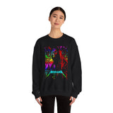Reaper Of Neon Flames Sweatshirt Cosmic Skull Glow Design Unisex Heavy Blend Streetwear For Power Seekers, Dreamers, And Night Explorers