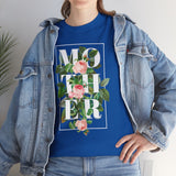 Mother Floral Design Unisex Heavy Cotton Tee Comfortable T Shirt Botanical Typography Graphic Streetwear Gift For Mom Mother’s Day Birthday Casual Everyday Wear