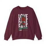 Love Fake Friendship Rose Crewneck Comfortable Unisex Sweatshirt Bold Graphic Streetwear Pullover Empowering Artistic Floral Design For Self Expression Perfect Gift For Friends Birthdays Cozy Days...