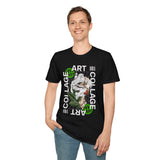 Collage Art Unisex Softstyle T Shirt Modern Graphic Tee Black Futuristic Nature Inspired Abstract Design Minimalist Streetwear Creative Fashion Outfit