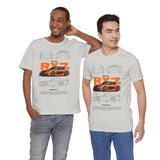 Orange Retro JDM Inspired Sports Coupe Blueprint Unisex Heavy Cotton Tee Street Racing Art Shirt for Car Lovers Daily Wear