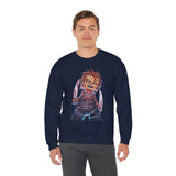 Chucky Horror Unisex Heavy Blend Crewneck Sweatshirt Killer Doll Graphic Pullover Spooky Halloween Streetwear Horror Movie Art Design Cozy Creepy Fashion For Festivals And Scary Season