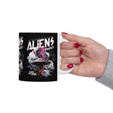 Aliens Exist UFO Ceramic Coffee Mug Sci Fi Extraterrestrial Alien Glitch Graphic Cup