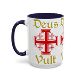Deus Vult Accent Coffee Mug 11oz 15oz Red Cross Knight Crusader Ceramic Cup Bold Medieval Design Christian Symbol Faith Inspired Coffee Tea Gift Drinkware