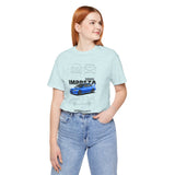Blue Rally Inspired Performance Sedan Artwork Unisex Heavy Cotton Tee High Speed Streetwear Graphic Shirt For Car Enthusiasts And Automotive Art Lovers
