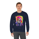 Calavera Punk Skull Unisex Heavy Blend Sweatshirt Neon Gothic Streetwear Pullover Vibrant Rock Rebel Design For Punk Concerts Halloween Parties Tattoo Culture And Alternative Fashion Lovers