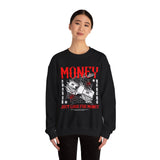 Money Motivation Hustler Mindset Graphic Print Unisex Heavy Blend Crewneck Sweatshirt Streetwear Ambition Pullover