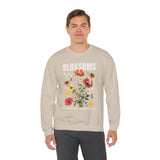 Blossoms Floral Crewneck Sweatshirt Comfortable Unisex Pullover Timeless Charm Streetwear Nature Inspired Empowerment Design Perfect Gift for Garden Lovers Friends Birthdays Cozy Days Casual Wear