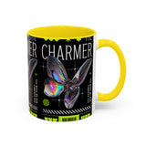 The Charmer Butterfly Accent Coffee Mug 11oz 15oz Black Two Tone Ceramic Cup Aesthetic Iridescent Butterfly Design Gift for Coffee Lovers