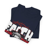 Faith Over Fear Jesus Crown Of Thorns Unisex Heavy Cotton Tee Christian Graphic Bold Religious Streetwear Motivational Bible Verse T Shirt