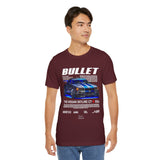Bullet Blue Street Racing Artwork Unisex Heavy Cotton Tee High Performance Inspired Graphic Shirt For Car Lovers And Urban Streetwear Fans