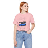 Blue Rally Inspired Performance Sedan Artwork Unisex Heavy Cotton Tee High Speed Streetwear Graphic Shirt For Car Enthusiasts And Automotive Art Lovers