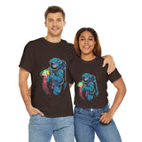 Galactic Dream Astronaut Neon Art Unisex Heavy Cotton Tee Bold Cosmic Streetwear Graphic T Shirt Vibrant Space Design Comfortable Classic Fit Everyday Wear Perfect Gift for Sci Fi Lovers and Creative Minds