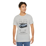 Futuristic Electric Pickup Blueprint Art Unisex Heavy Cotton Tee Bold Streetwear Graphic Shirt For Car Lovers And Tech Enthusiasts
