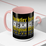 Hustler Original Money Maker Accent Coffee Mug 11oz 15oz Streetwear Bold Dollar Bill Graphic Motivational Entrepreneur Ceramic Cup
