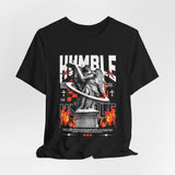 Unisex Jersey Short Sleeve Tee Humble Angel Statue Graphic Streetwear Fire Print T Shirt Bold Motivational Urban Fashion Outfit