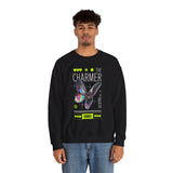 The Charmer Unisex Heavy Blend Crewneck Sweatshirt Futuristic Butterfly Neon Cyber Aesthetic Graphic Pullover Streetwear Fashion