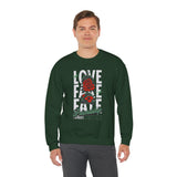 Love Fake Friendship Rose Crewneck Comfortable Unisex Sweatshirt Bold Graphic Streetwear Pullover Empowering Artistic Floral Design For Self Expression Perfect Gift For Friends Birthdays Cozy Days Casual Wear