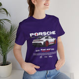 Porsche High-Performance Track Machine Blueprint Design Unisex Heavy Cotton Tee Powerful Street Racing Inspired Graphic Shirt