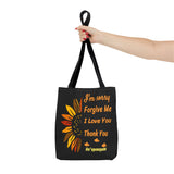 Sunflower Ho'oponopono Tote Bag Hawaiian Healing Prayer Design Spiritual Positivity Canvas Bag Mindfulness Reusable Durable Eco Friendly Shopping Tote