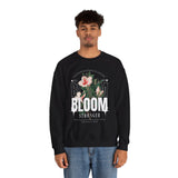 Bloom Stronger Floral Graphic Crewneck Comfortable Unisex Sweatshirt Motivational Streetwear Inspirational Empowerment Design for Self Growth Resilience Perfect Gift for Friends Birthdays Cozy Days...