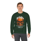 Wildfire Skull Flames Unisex Heavy Blend Crewneck Sweatshirt Gothic Inferno Graphic Bold Streetwear Motivational Statement Pullover