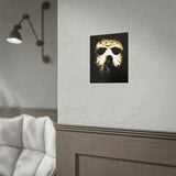 The Silent Mask Glossy Poster Horror Wall Art Dark Cinematic Gothic Design for Halloween Lovers, Haunted Home Décor, and Fear Aesthetic Collectors