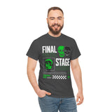 Final Stage Unisex Heavy Cotton Tee Graphic Black T Shirt Skull Neon Green Streetwear Futuristic Cyberpunk Bold Artistic Fashion Outfit