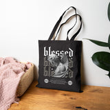 Blessed Angel Statue Graphic Cotton Canvas Tote Bag Eco Friendly Gothic Streetwear Aesthetic Spiritual Artistic Reusable Shopper