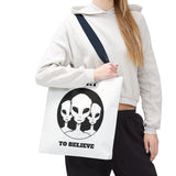 I Want To Believe Alien Tote Bag Sci Fi UFO Extraterrestrial Design Canvas Bag Space Mystery Reusable Eco Friendly Durable Shopping Travel Tote