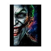 Joker Split Insanity Glossy Poster Bold Gothic Wall Art Dark Psychological Design Fiery Abstract Expression Print for Collectors, Creators, and Visionary Spaces