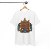 Unisex Balinese Barong Mask Graphic T Shirt Mythical Cultural Warrior Spirit Inspired Tee Tribal Festival Art Streetwear Heavy Cotton Top