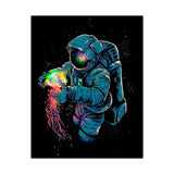 Galactic Dream Astronaut Neon Art Matte Vertical Poster Futuristic Space Wall Art Vibrant Cosmic Print Premium Home Decor for Sci Fi Lovers Creative Studios and Modern Interiors