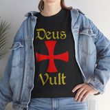Unisex Deus Vult T Shirt Medieval Crusader Cross Graphic Tee Warrior Knight Inspired Vintage Christian Symbol Heavy Cotton Streetwear