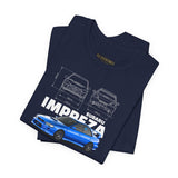 Blue Rally Inspired Performance Sedan Artwork Unisex Heavy Cotton Tee High Speed Streetwear Graphic Shirt For Car Enthusiasts And Automotive Art Lovers