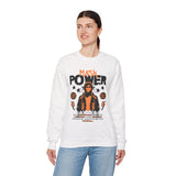 Mask Power Anonymous Strength Graphic Unisex Heavy Blend Crewneck Sweatshirt Bold Urban Hacker Inspired Streetwear Empowerment Pullover
