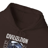 Civilization Eye Of Memory Graphic Unisex Heavy Blend Hooded Sweatshirt Futuristic Visionary Streetwear Abstract Blue Eye Gothic Hoodie