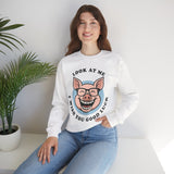 Look At Me I Wish You Good Luck Funny Pig Unisex Sweatshirt Hilarious Cartoon Graphic Pullover Positive Vibes Humor Design Cozy Casual Wear Gift Idea