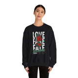 Love Fake Friendship Rose Crewneck Comfortable Unisex Sweatshirt Bold Graphic Streetwear Pullover Empowering Artistic Floral Design For Self Expression Perfect Gift For Friends Birthdays Cozy Days Casual Wear