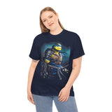 Urban Warrior Samurai Unisex Heavy Cotton Tee Fierce Armored Fighter Design Blue Warrior Energy Bold Strength Streetwear For Courageous Hustlers And Urban Legends