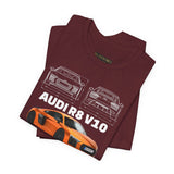 Orange Mid Engine Supercar Blueprint Artwork Unisex Heavy Cotton Tee High Performance Inspired Streetwear Graphic Shirt For Car Enthusiasts And Automotive Art Fans
