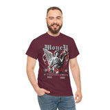 Money Bright Unisex Heavy Cotton Tee Angel Statue Graphic Gothic Streetwear Red Neon Aesthetic Artistic Fashion Statement T Shirt