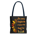 Sunflower Ho'oponopono Tote Bag Hawaiian Healing Prayer Design Spiritual Positivity Canvas Bag Mindfulness Reusable Durable Eco Friendly Shopping Tote