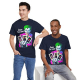 Joker Enjoy The Game Unisex Heavy Cotton Tee Bold Gothic Streetwear Art Design Dark Psychological Theme Shirt for Risk Takers, Creators, and Hustlers
