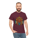 Kala Bhairav Mask Graphic T Shirt Mythical Cultural Warrior Spirit Inspired Tee Tribal Festival Art Streetwear Heavy Cotton Top
