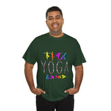 Unisex Yoga Graphic T Shirt Colorful Pose Typography Tee Spiritual Mindfulness Meditation Fitness Lifestyle Heavy Cotton Top for Men and Women