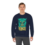 The Watcher Owl All Seeing Wisdom Unisex Heavy Blend Crewneck Sweatshirt Neon Mystic Streetwear Sweatshirt With Geometric Owl Symbol Futuristic Glow Design For Visionaries Creators And Spiritual Thinkers